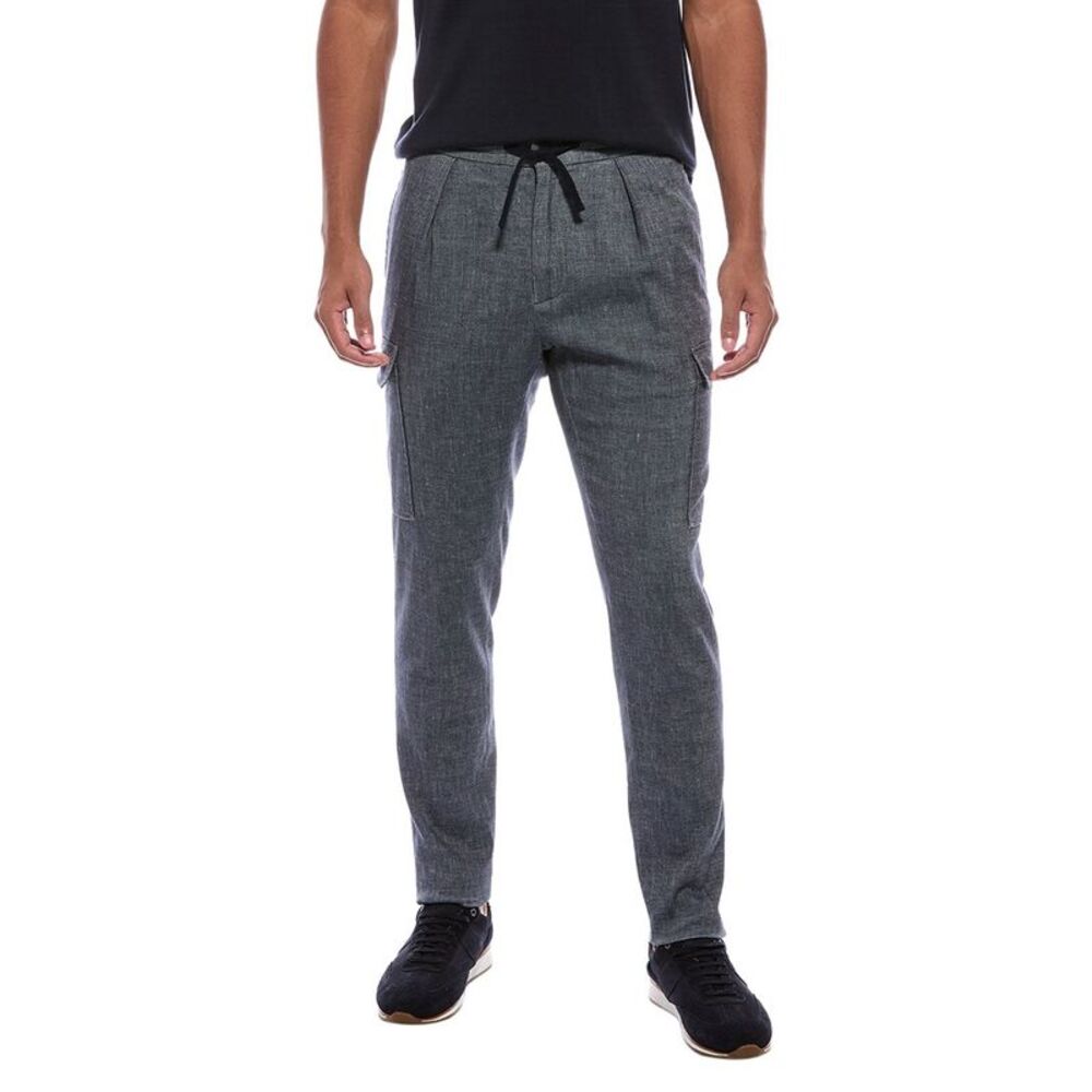 Slowear Mens Glanshirt Linen-Blend Cargo Pant, Navy